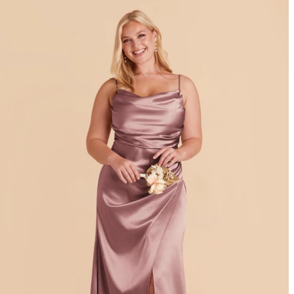 Lydia Shiny Satin Dress - Dark Mauve from Birdy Grey Small - Picture 2 of 8